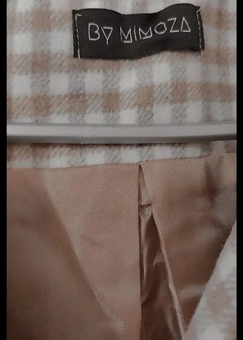 Bej Ekoseli Uzun kaşmir kaşe kaban - Görsel 4