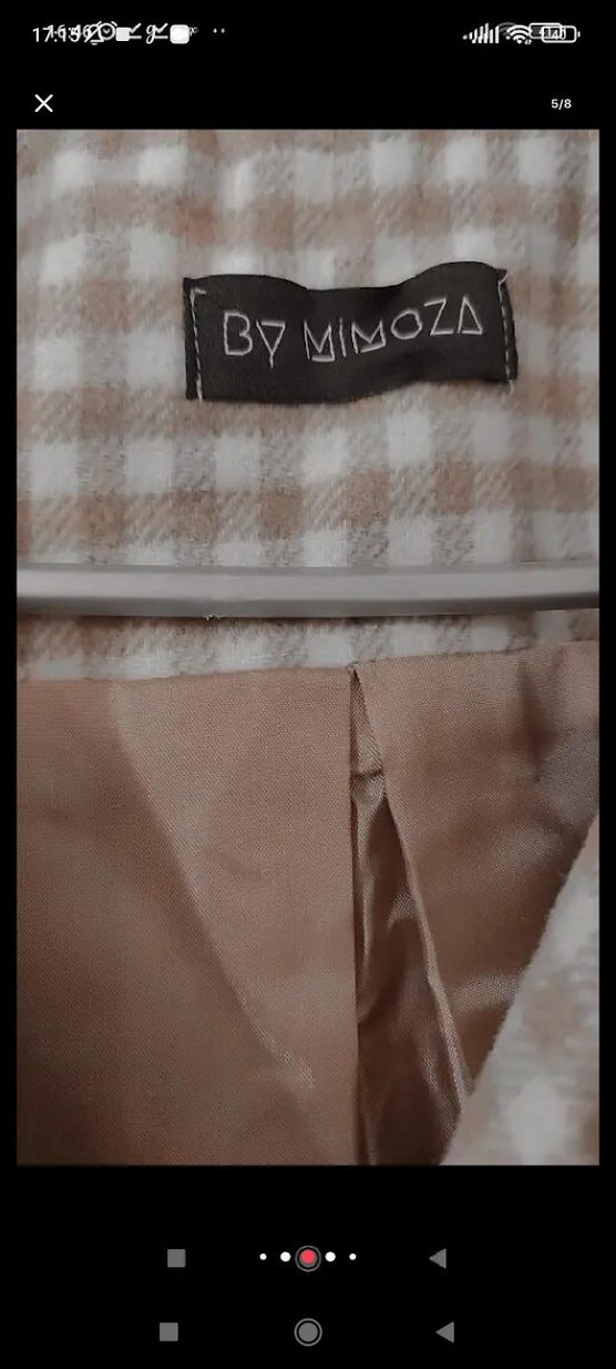 Bej Ekoseli Uzun kaşmir kaşe kaban - Görsel 4