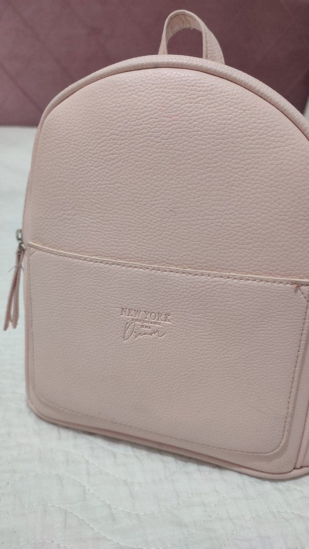 Pembe Minimalist Deri Sırt Çantası - Görsel 4