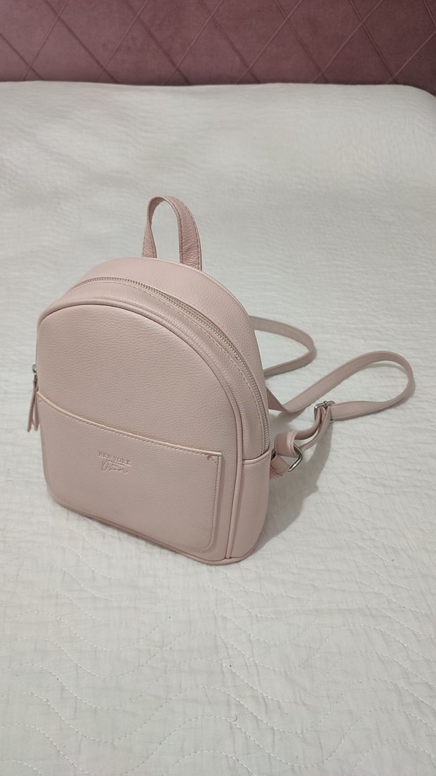 Pembe Minimalist Deri Sırt Çantası - Görsel 3