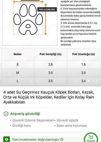 Beden Renk 4 adet kauçuk su geçirmez köpek ayakkabısı