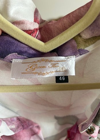 46 Beden Pastel Pembe Çiçek Desenli Uzun Bohem Elbise