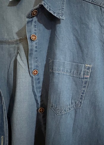 Mavi çocuk Denim Gömlek, Düğmeli, Rahat Kesim - Görsel 3