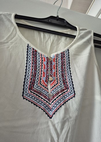 Diğer Mavi Batik Desenli Kısa Kollu Bluz toplam fiyat