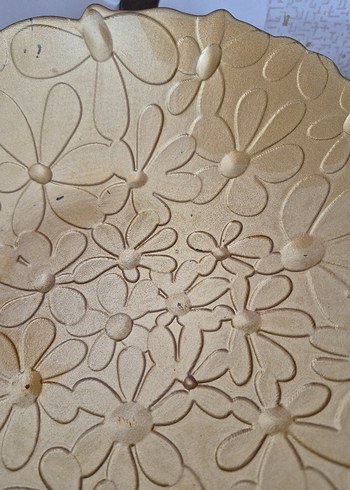 Altın Renkli Çiçek Desenli Bohem Tabak - Görsel 3