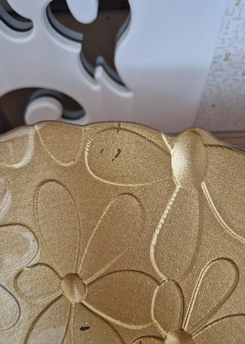 Altın Renkli Çiçek Desenli Bohem Tabak - Görsel 5