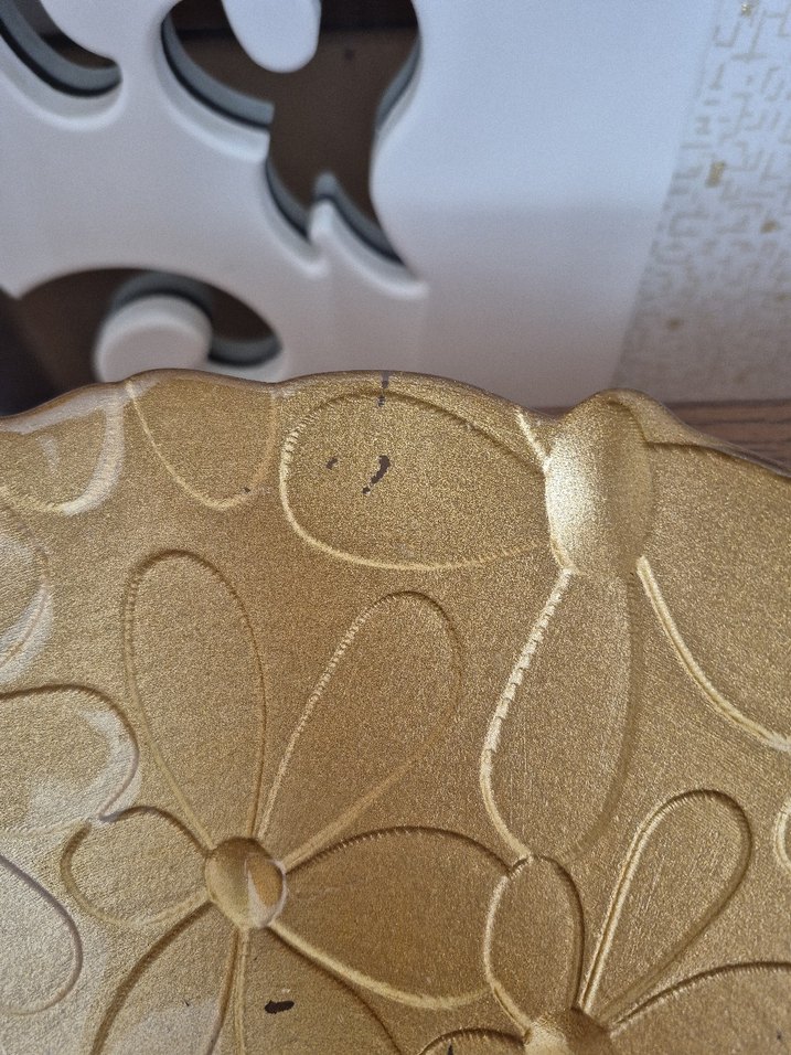 Altın Renkli Çiçek Desenli Bohem Tabak - Görsel 5