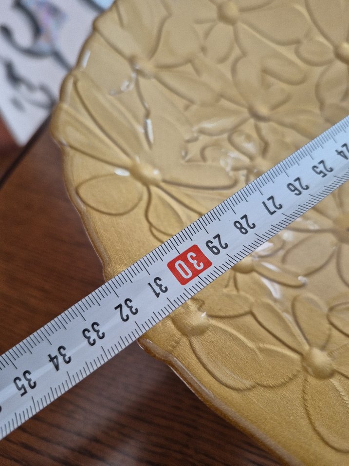 Altın Renkli Çiçek Desenli Bohem Tabak - Görsel 2