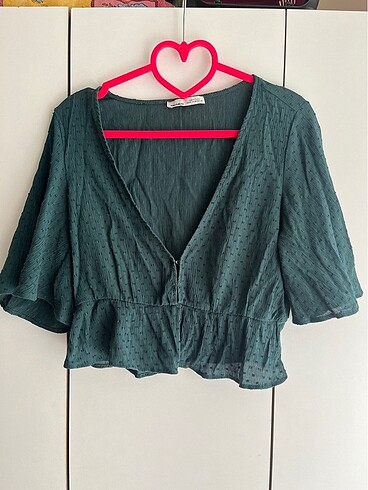 pull and bear yeşil bluz
