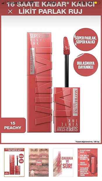 maybelline superstay vinyl 15 peachy