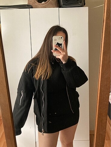 bershka siyah bomber ceket