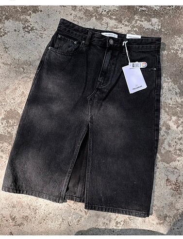 pull & bear denim siyah etek