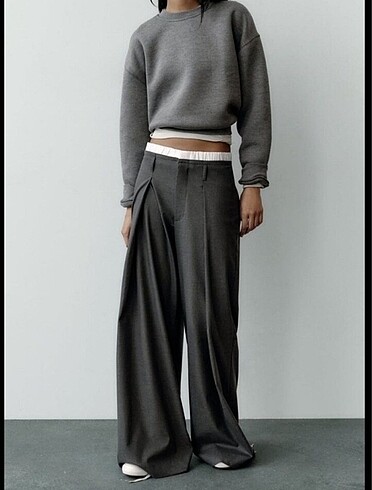 zara pilili geniş paça boxer pantolon