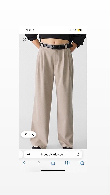 stradivarius kemerli geniş paşa kumaş pantolon