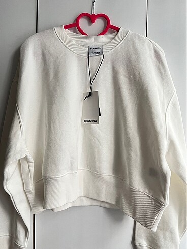 bershka basic sweatshirt beyaz