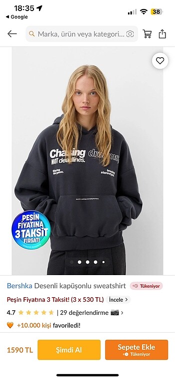 bershka desenli kapüşonlu sweatshirt