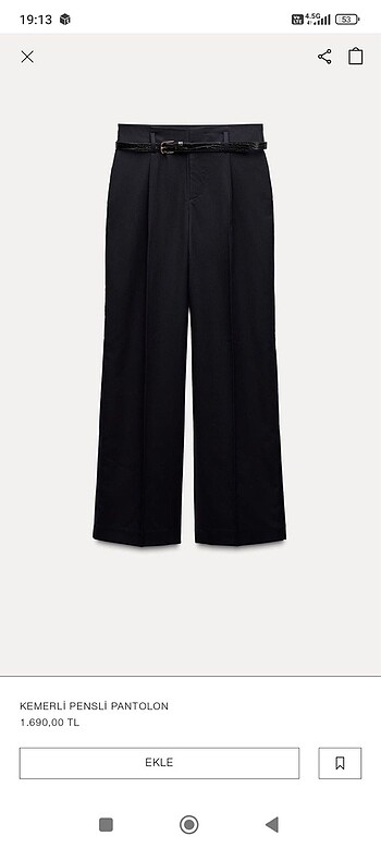 Zara zara kemerli lacivert pantolon