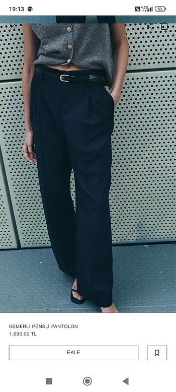 zara kemerli lacivert pantolon
