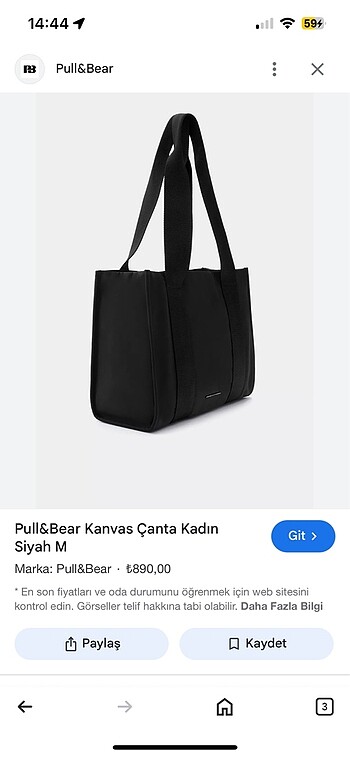 pull & bear kanvas çanta