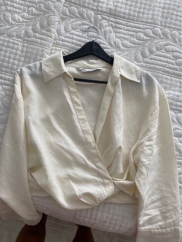 zara keren crop gömlek