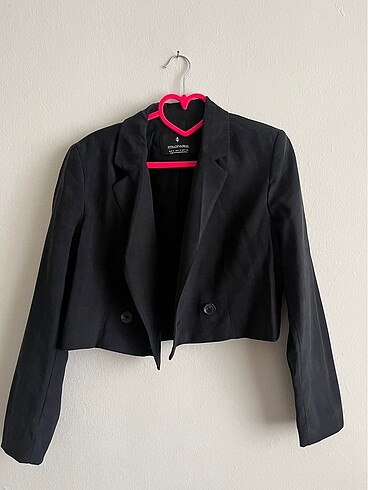 Stradivarius stradivarius siyah crop blazer ceket