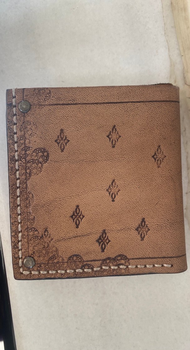 Koyu Kahverengi Punk Desenli Erkek Cüzdan - Görsel 2