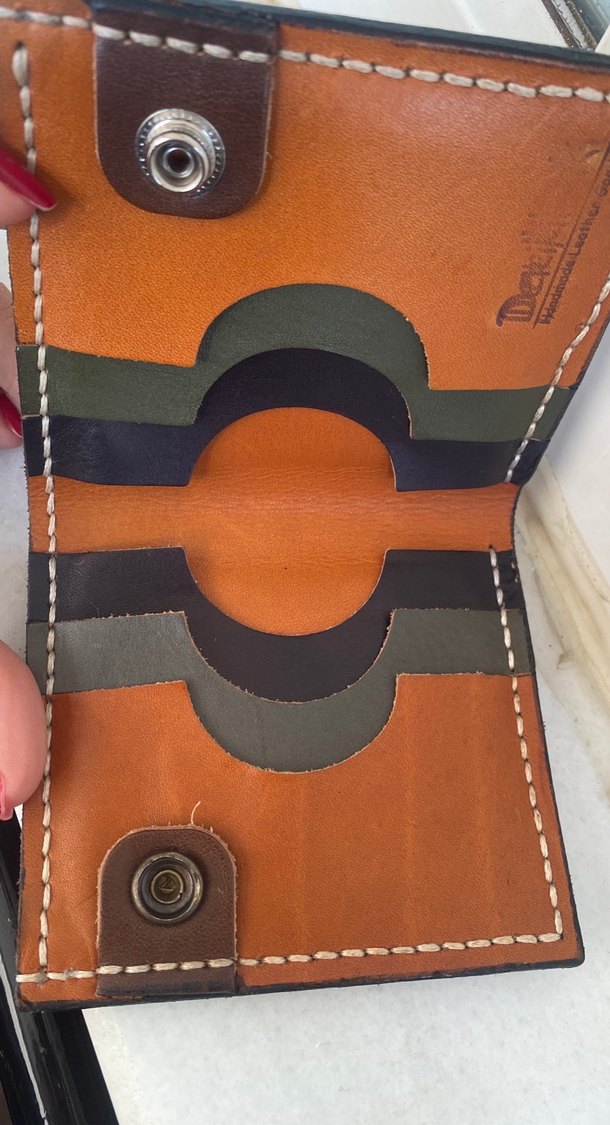 Koyu Kahverengi Punk Desenli Erkek Cüzdan - Görsel 3