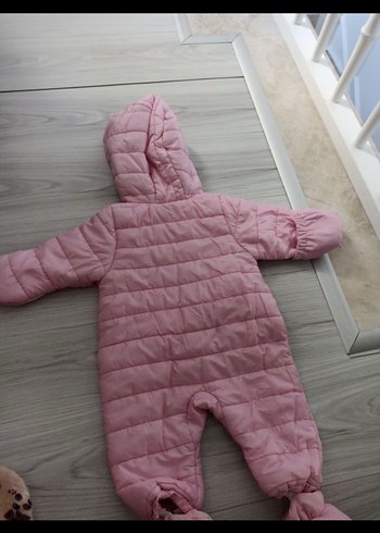Kız Bebek Pembe Kapüşonlu  Tulum mont - Görsel 3