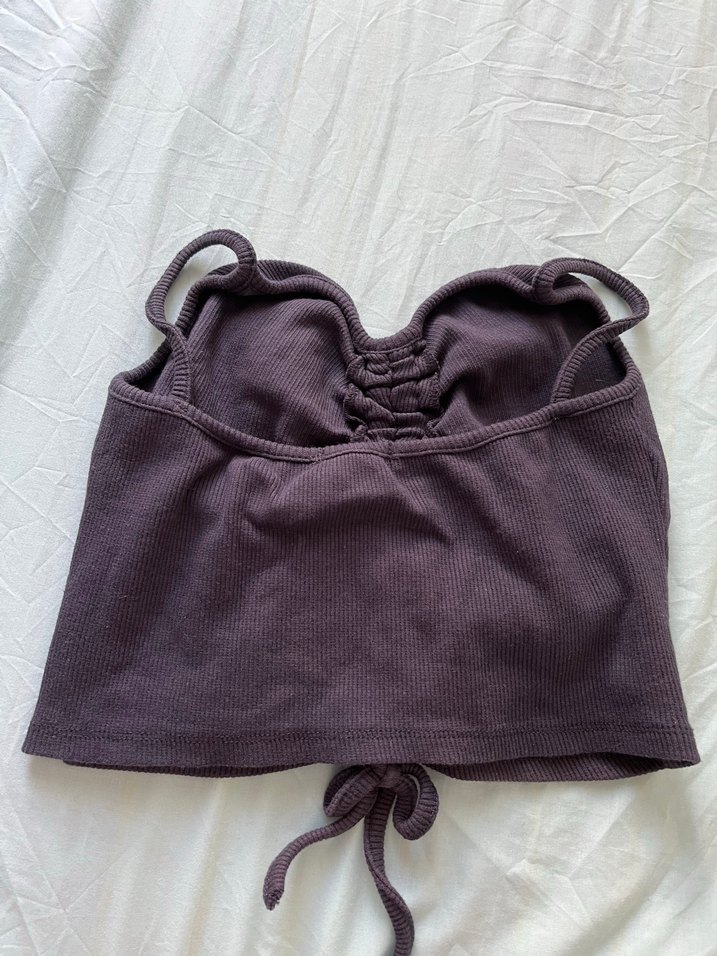 Lacivert İp Askılı Crop Top - Görsel 2