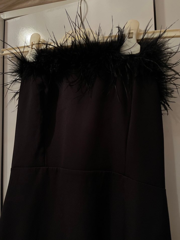 Siyah Uzun Straplez Kadın Elbise - Görsel 3