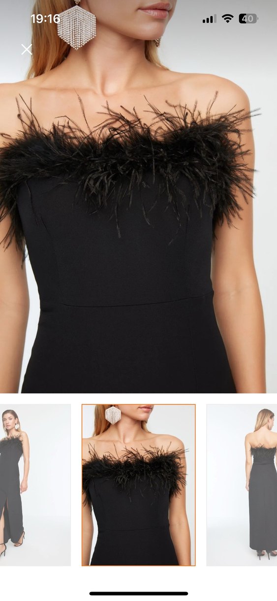 Siyah Uzun Straplez Kadın Elbise - Görsel 2