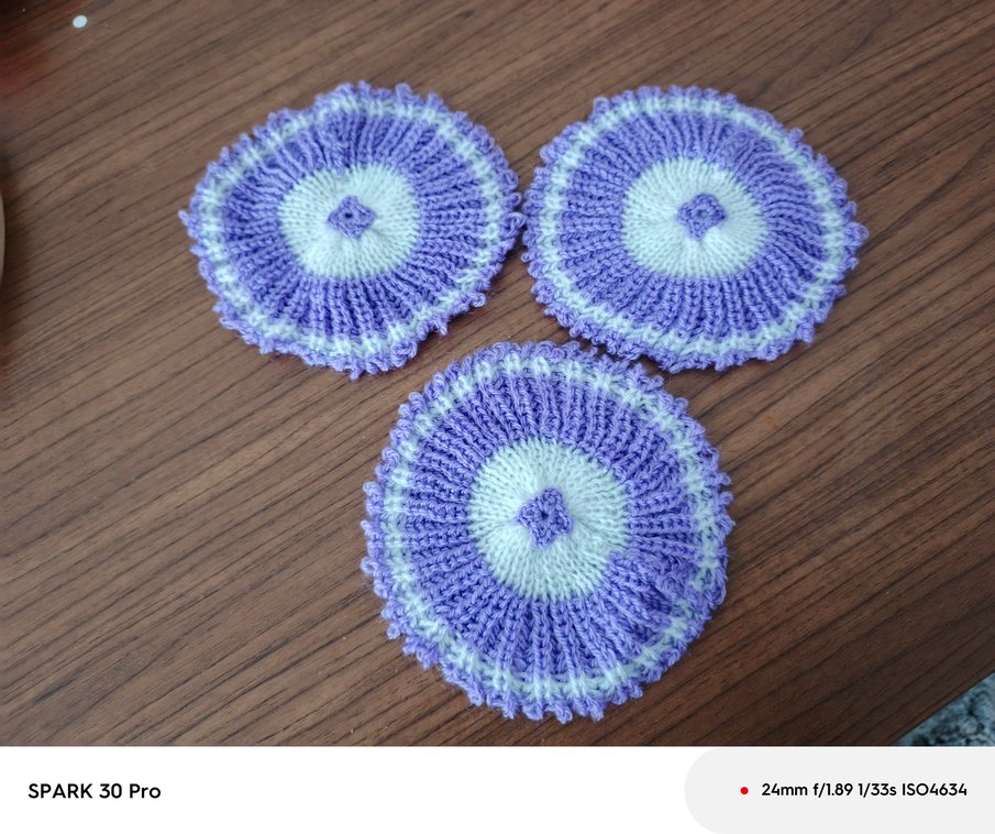 Mor ve Beyaz Örgü Banyo Süngeri - Görsel 3