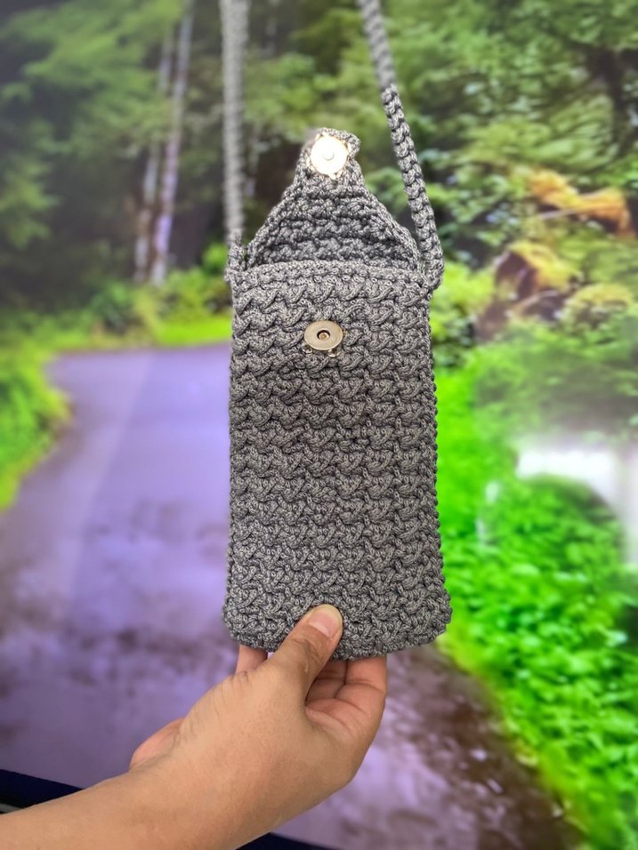 Gri Örgü Kadın Çapraz Çanta - Görsel 3