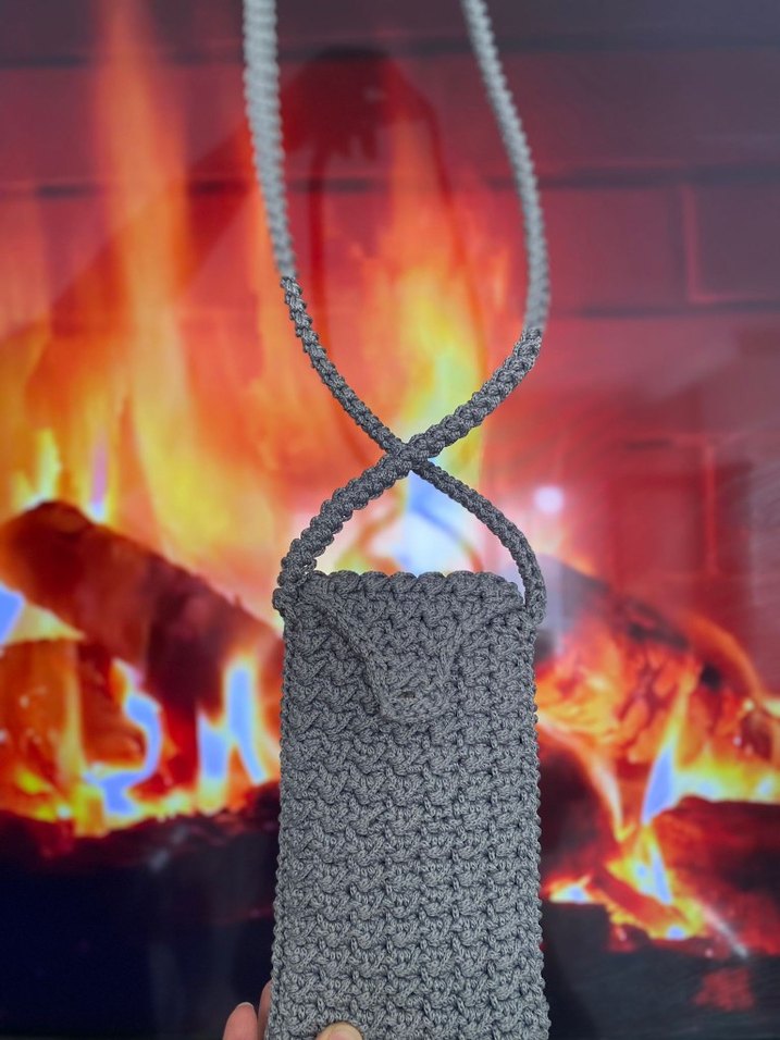 Gri Örgü Kadın Çapraz Çanta - Görsel 2