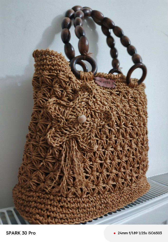 Örgü Kahverengi Bohem Kadın Çanta - Görsel 2