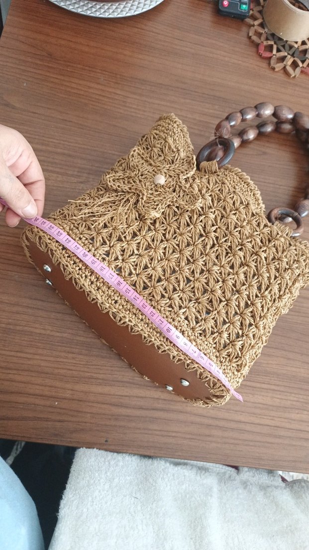 Örgü Kahverengi Bohem Kadın Çanta - Görsel 5