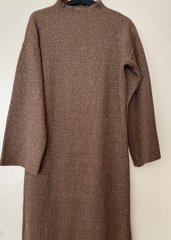 Kahverengi Kadın Uzun Triko Elbise - Görsel 2