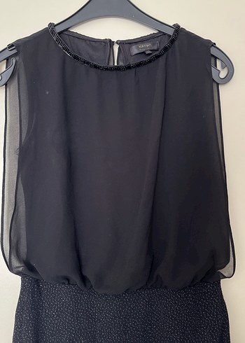 Siyah Midi Kemerli Kolsuz Elbise - Görsel 3