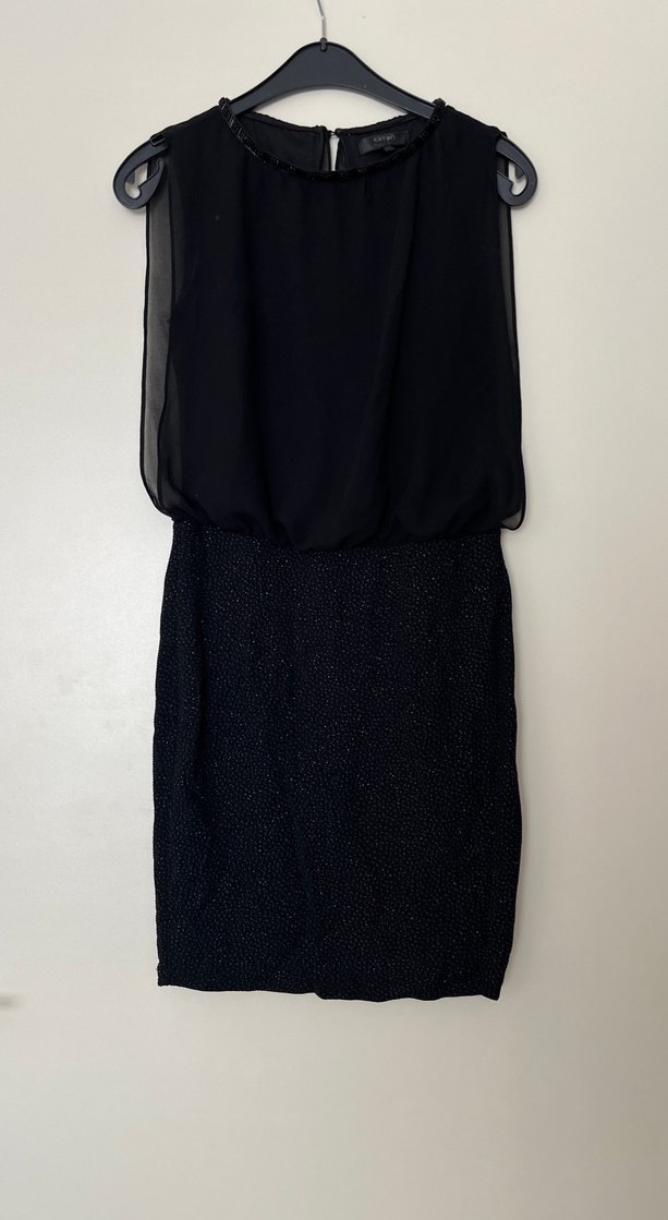 Siyah Midi Kemerli Kolsuz Elbise - Görsel 2