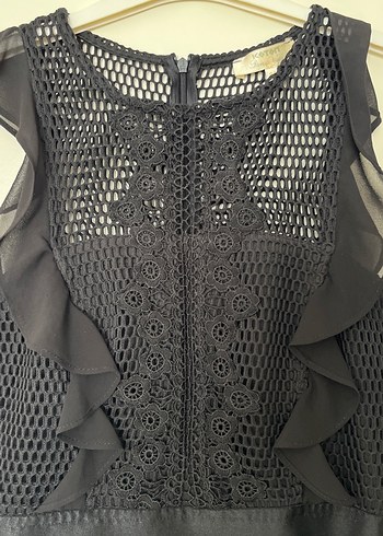 Siyah Piliseli Uzun Kolluksuz Gotik Elbise - Görsel 3