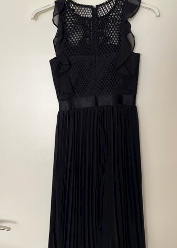 Siyah Piliseli Uzun Kolluksuz Gotik Elbise - Görsel 5