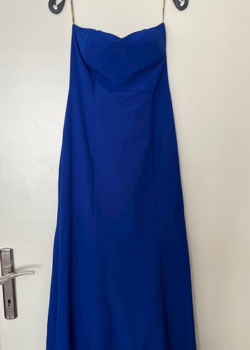 Mavi Drapeli Uzun Abiye Elbise - Görsel 2