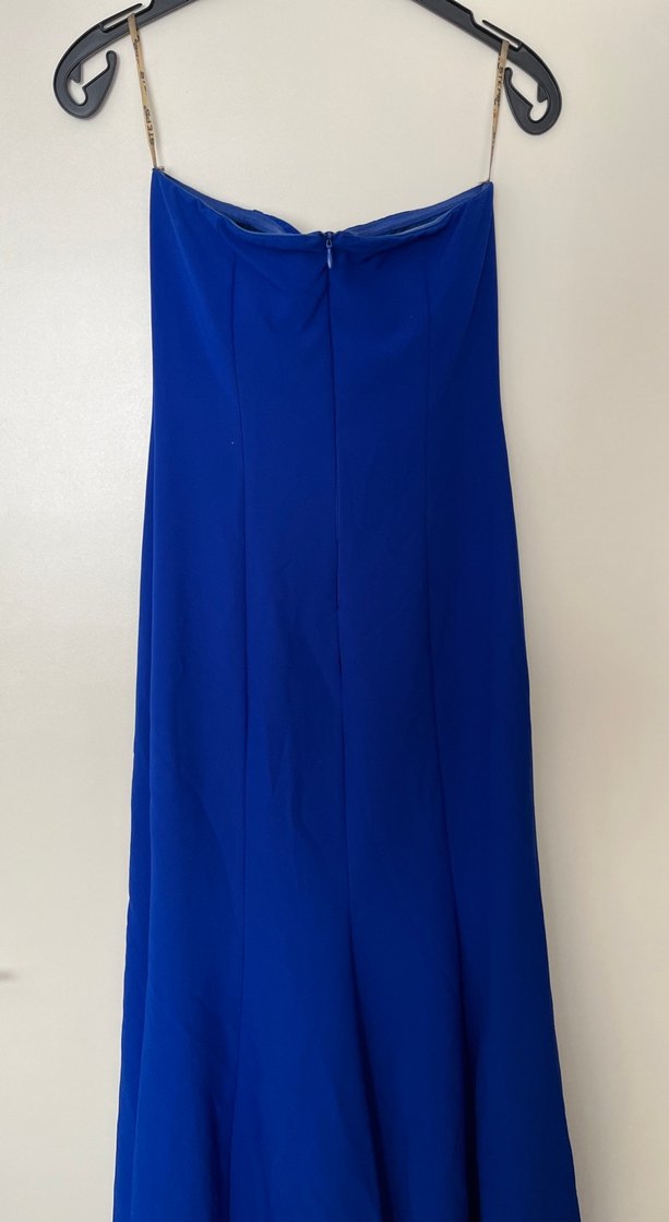 Mavi Drapeli Uzun Abiye Elbise - Görsel 5