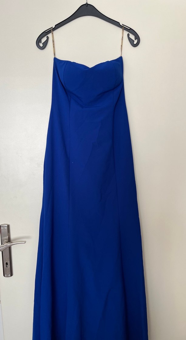 Mavi Drapeli Uzun Abiye Elbise - Görsel 2