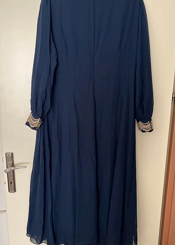 Dantel İşlemeli Lacivert Uzun Kollu Kadın Elbise - Görsel 4