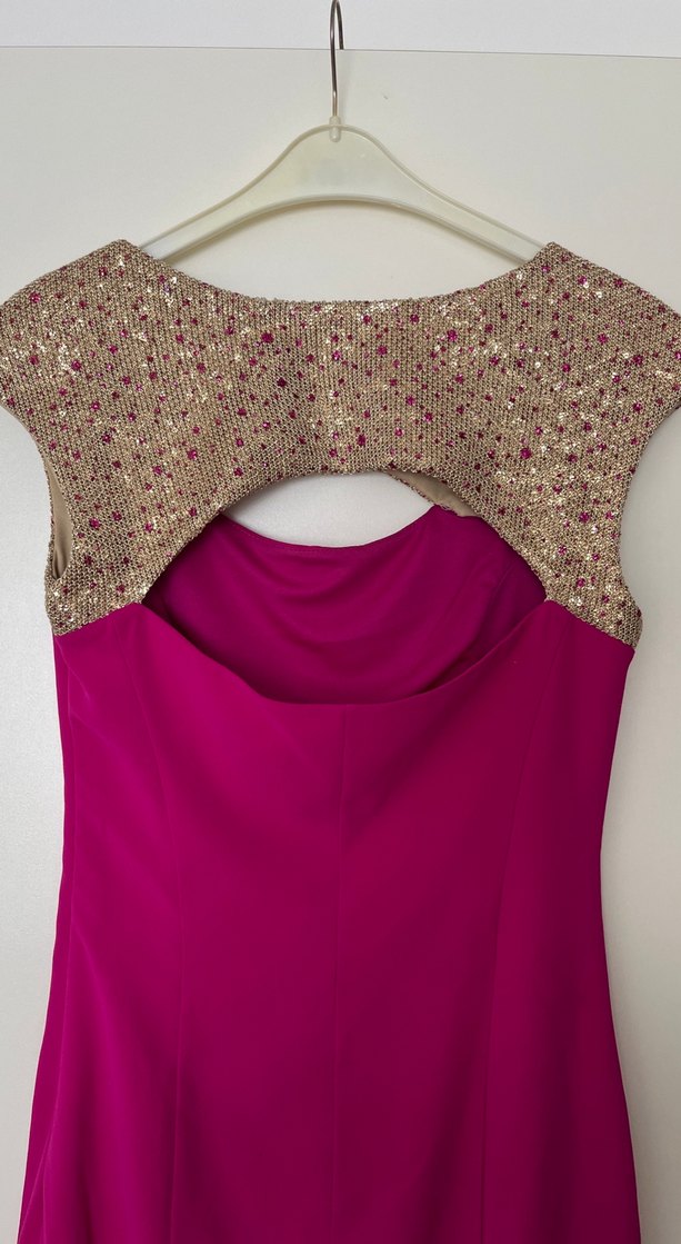 Pullu Üst Detaylı Pembe Midi Elbise - Görsel 5