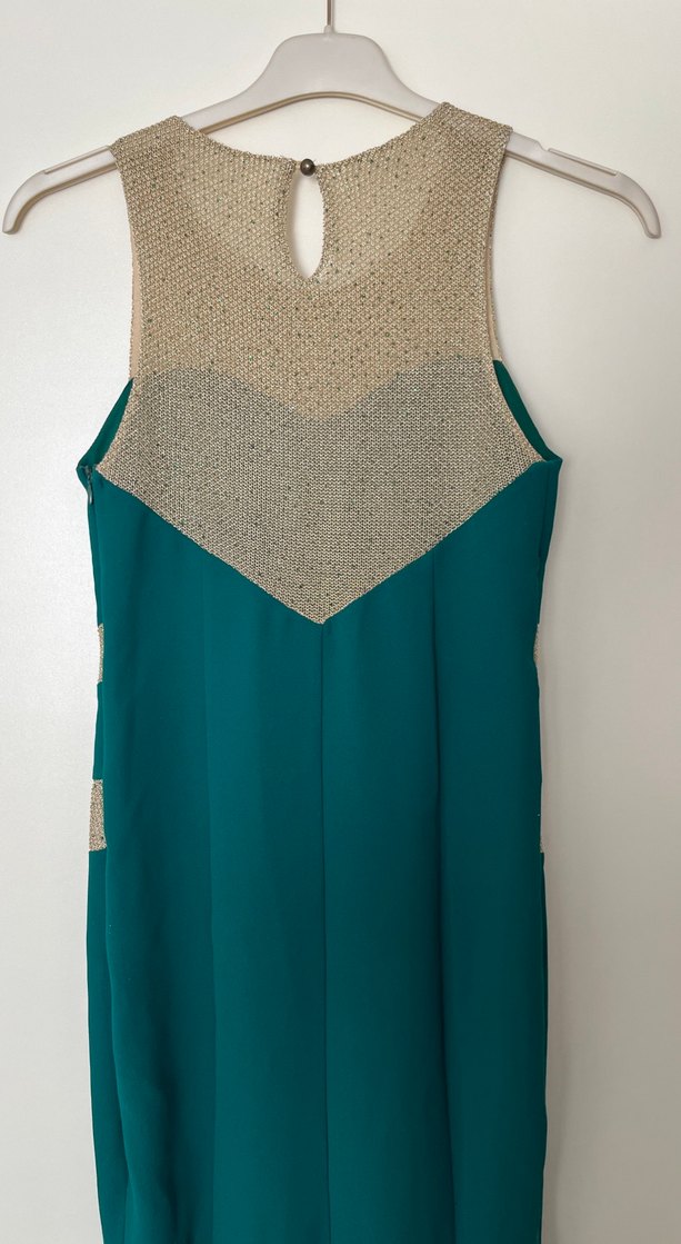 Uzun Turkuaz Straplez Abiye Elbise - Görsel 5