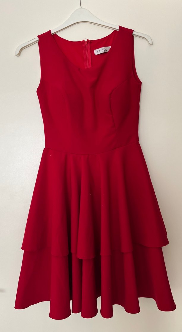 Kırmızı Kolsuz Midi Elbise - Görsel 2