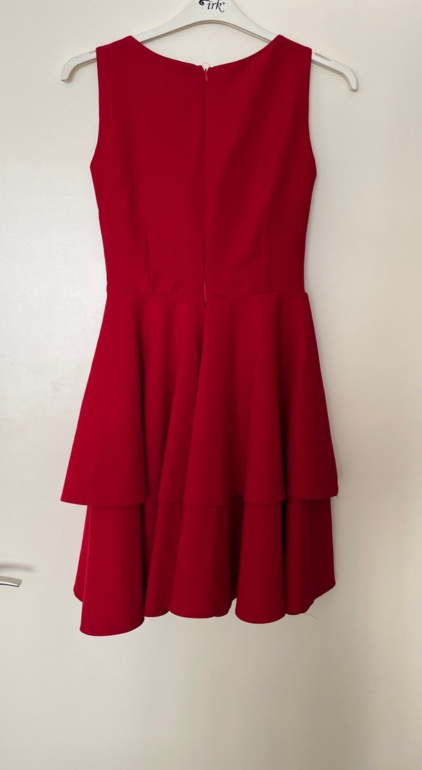 Kırmızı Kolsuz Midi Elbise - Görsel 5