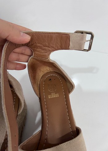 38 Beden camel Renk Kadın Dolgu Topuklu Sandalet , topuklu ayakkabı